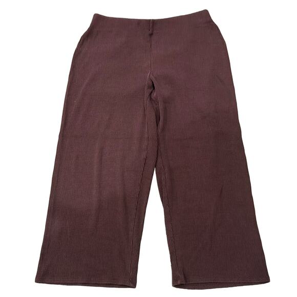 Eileen Fisher Ribbed Organic Cotton Blend Straight Pant Cassis Size S - Picture 2 of 8